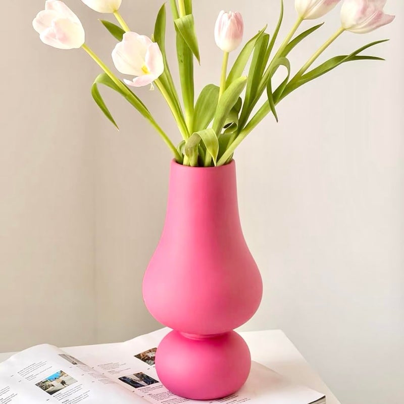 BLOFLO STU Bloflo Hot Pink Ceramic Vase Colorful Colorful Ceramic Vase Modern Flower Flower Vase Pink Round Vase for Centerces Wedding Dinn - Image 1