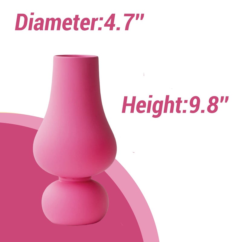 BLOFLO STU Bloflo Hot Pink Ceramic Vase Colorful Colorful Ceramic Vase Modern Flower Flower Vase Pink Round Vase for Centerces Wedding Dinn - Image 4