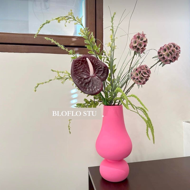 BLOFLO STU Bloflo Hot Pink Ceramic Vase Colorful Colorful Ceramic Vase Modern Flower Flower Vase Pink Round Vase for Centerces Wedding Dinn - Image 2
