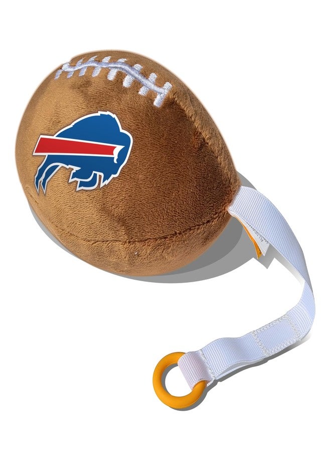 Smilo Buffalo Bills Plush Football Pacifier Holder by Smilo - Officially Licensed NFL Soother Holder - Soft Plush Toy and Dummy Holder - Fits Any Pacifier - Stroller Accessory & Newborn Essential - Image 1