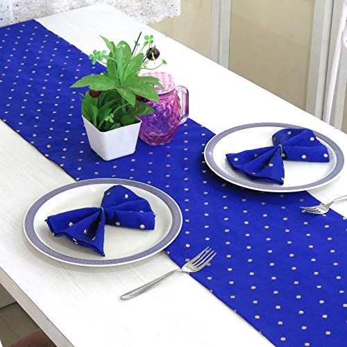 Riara Art Silk Banarsi Brocade Traditional Table Runner for Dining Table 4 & 6 Seater Table Cloth Rectangle Coffee Table Cloth 72x12 Inches (183 x 31 cm) (Royal Blue) - Image 3