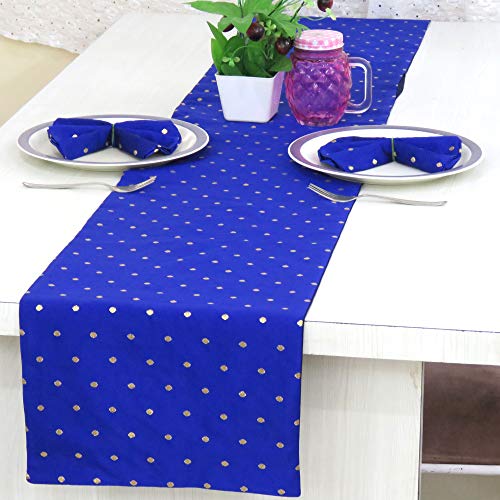 Riara Art Silk Banarsi Brocade Traditional Table Runner for Dining Table 4 & 6 Seater Table Cloth Rectangle Coffee Table Cloth 72x12 Inches (183 x 31 cm) (Royal Blue) - Image 4