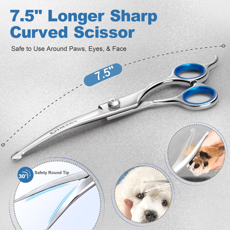 Gimars Titanium Coated Professional 6 in 1 4CR Stainless Steel Dog Grooming Scissors with Safety Round Tip, Heavy Duty Pet Grooming Scissor for Dogs, Cats and Other Animals - Image 2