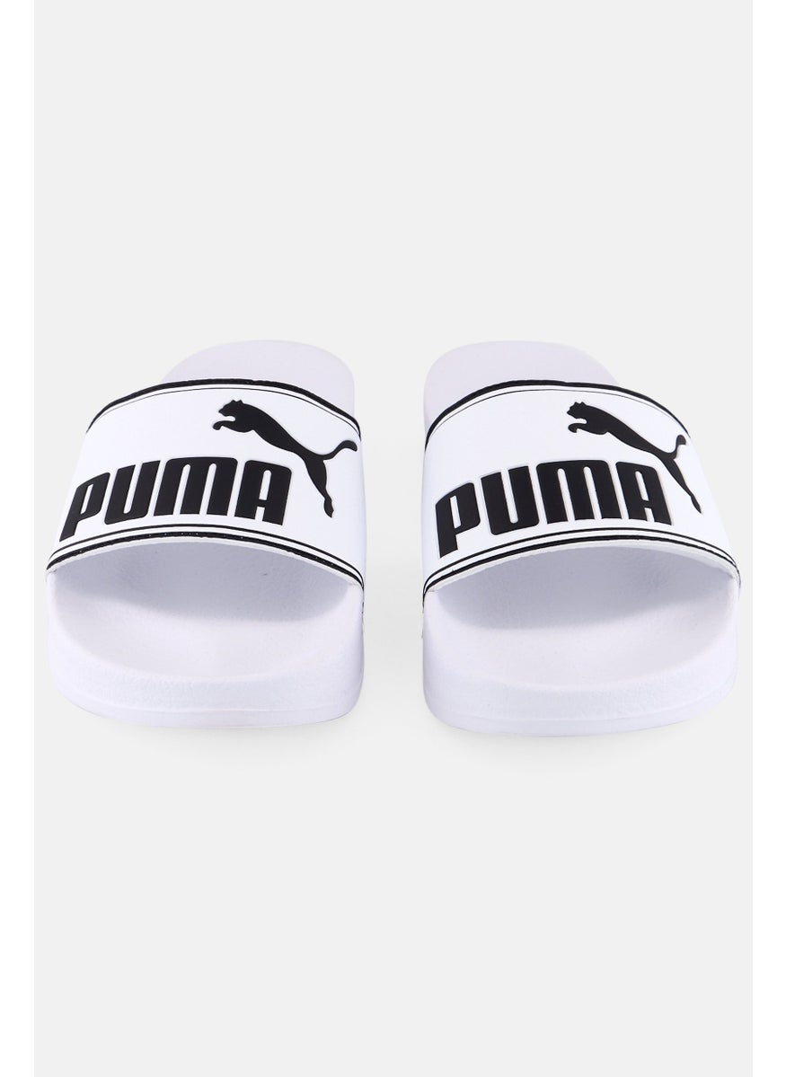 PUMA - Kids Girl Leadcat  Brand Logo Slip On Slides, White - Image 1