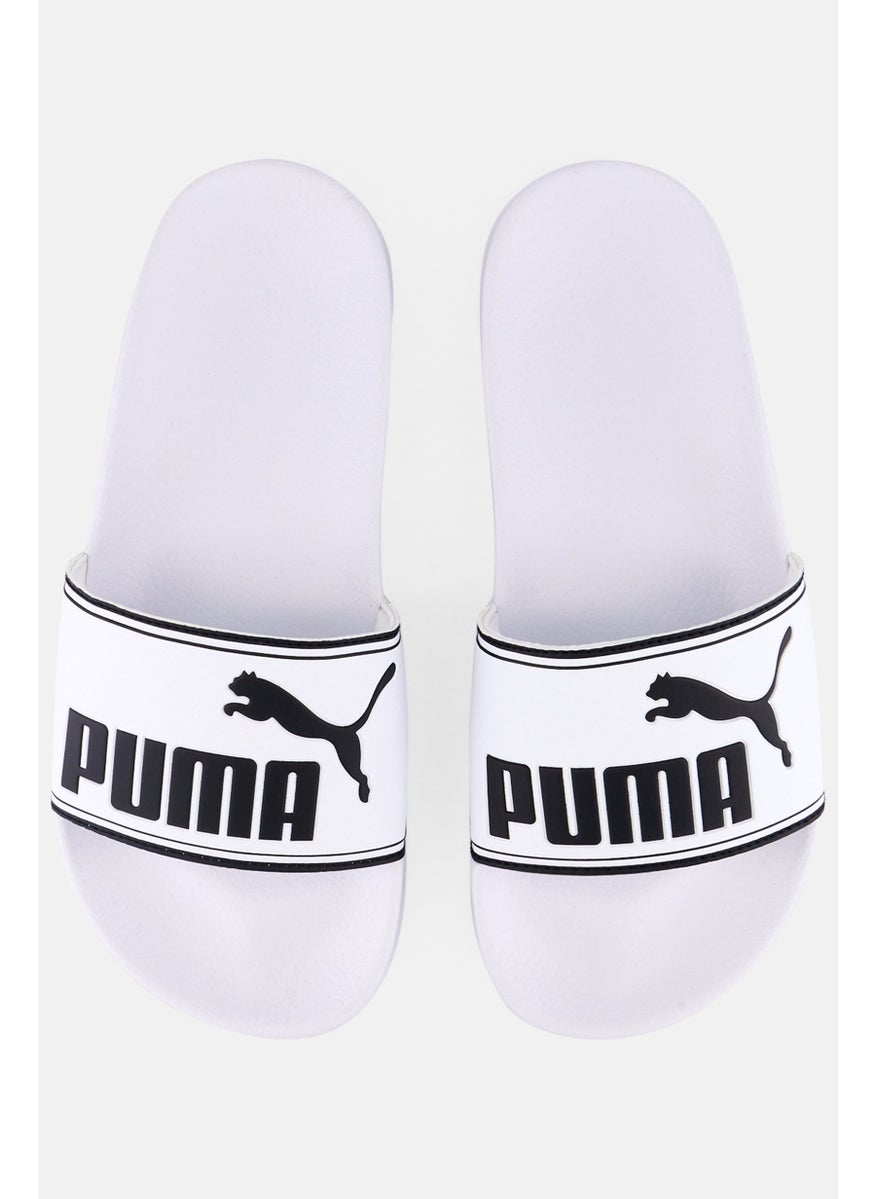 PUMA - Kids Girl Leadcat  Brand Logo Slip On Slides, White - Image 1