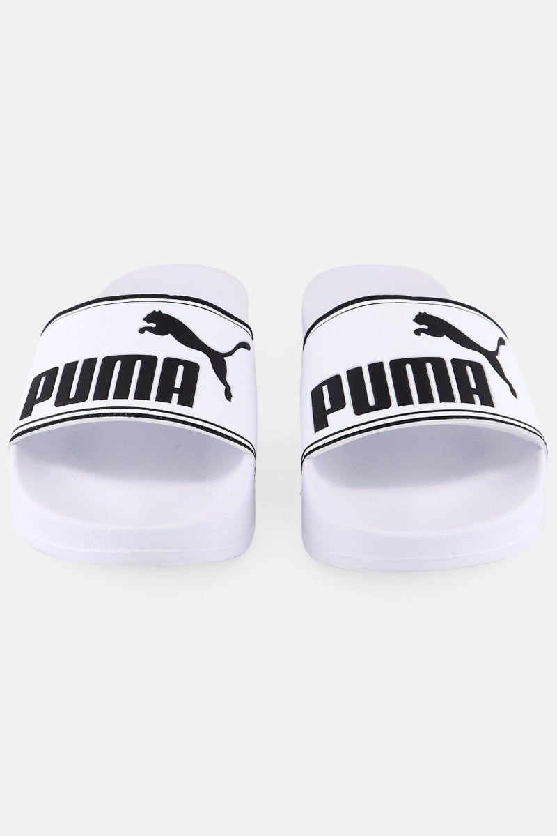 PUMA Kids Girl Leadcat  Brand Logo Slip On Slides, White  - Image 4