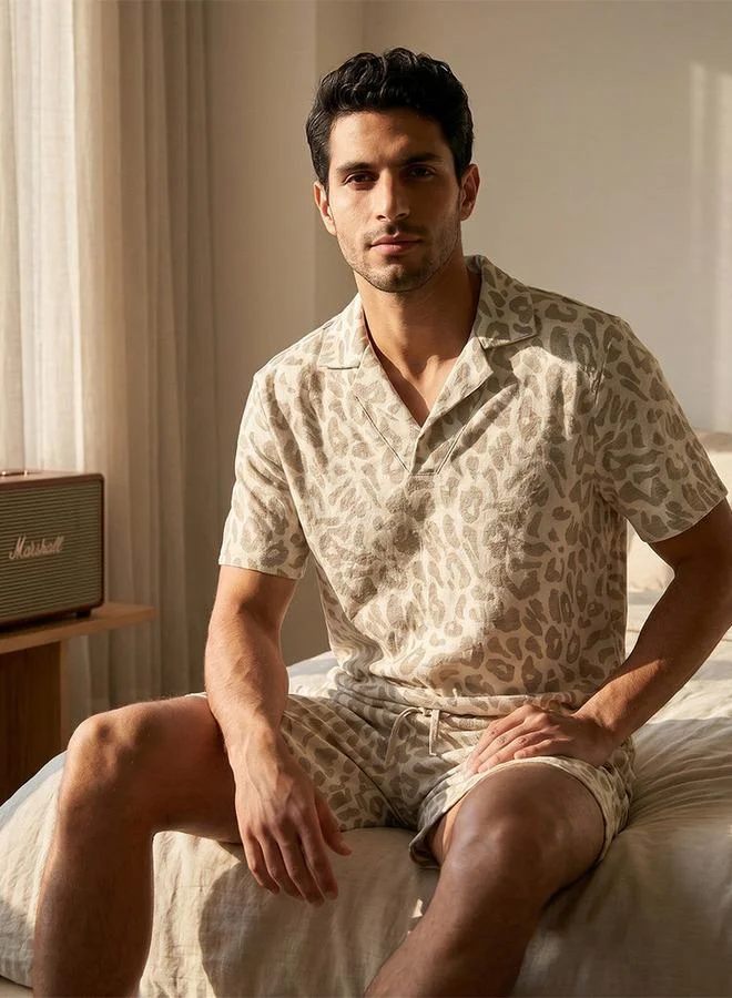 Splash FAV BEIGE Resort Collar Jacquard Set for Men | Best Price UAE