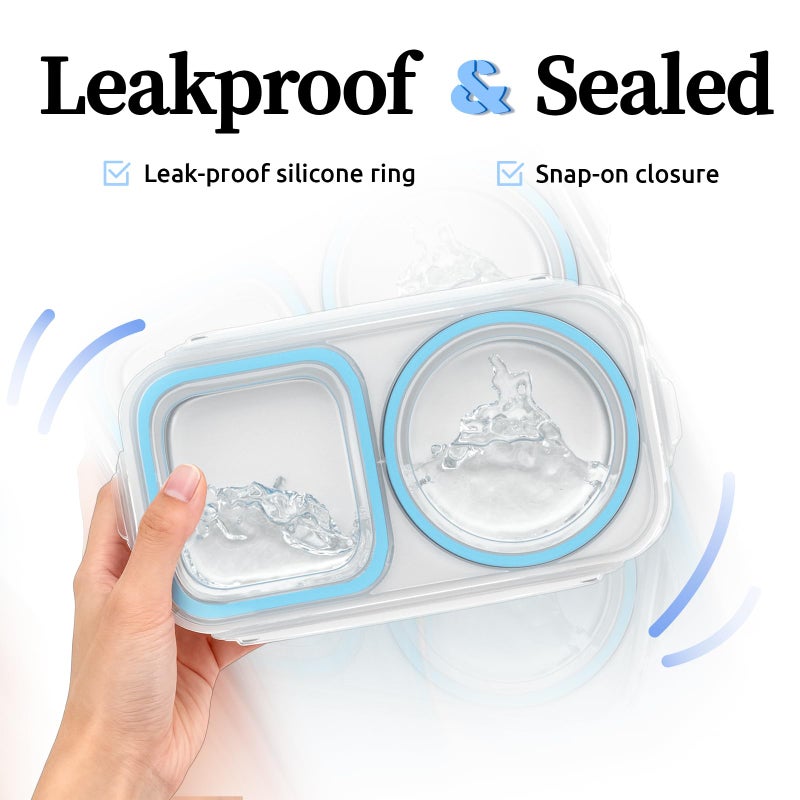 Bakpoco 3 Pack Stainless Steel Snack Containers For Kids Adults, 2 Compartment Reusable Metal Snack Boxes With Leak-Proof Lids, Compact Lunch Food Storage Container - Image 5