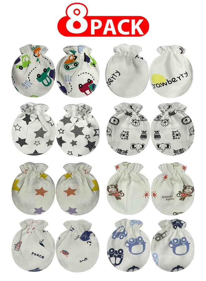 MARGOUN 8 Packs Newborn Baby Mittens Anti Scratch Baby Mittens No Scratch Mittens Baby Gloves for 0-6 Months Boys Girls Multicolour - Image 1