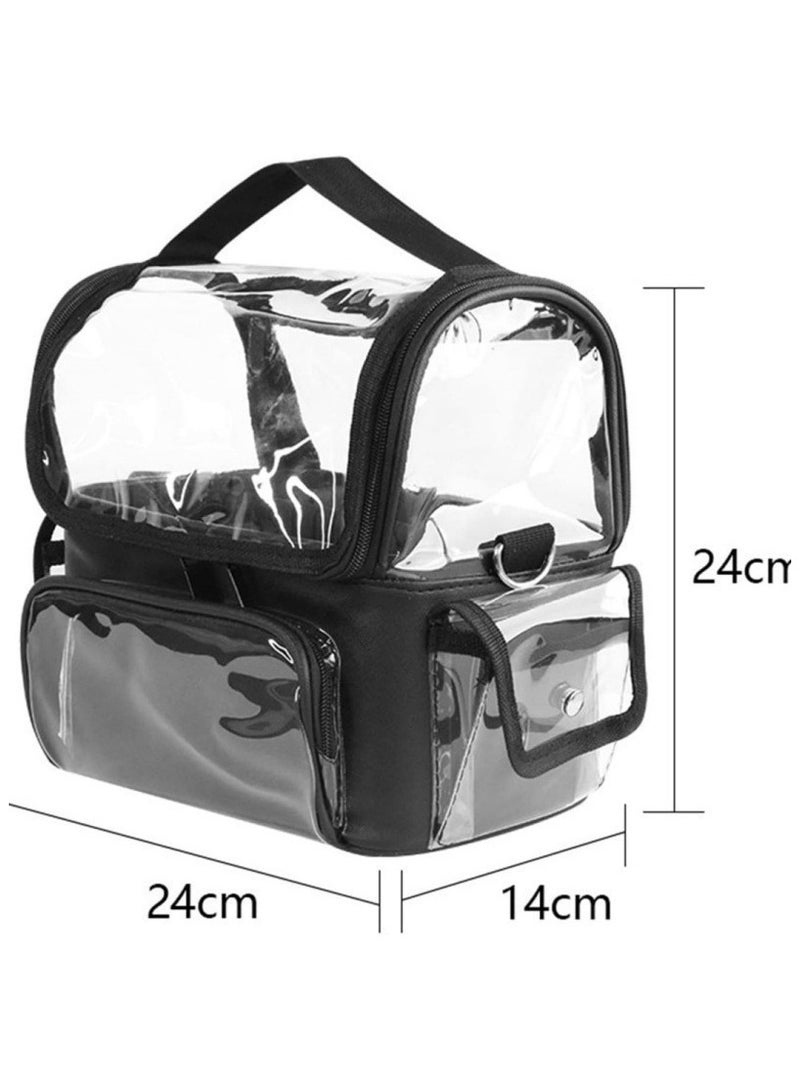 عام حقيبة ماكياج محمولة من بلاستيك بفي رؤية صافية، مع حامل فرشاة ماكياج صافي و حقيبة تخزين أدوات ماكياج. - Image 3