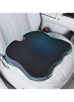 KIIUMI Car Seat Cushion with 4D Mesh Cover, Durable Memory Foam Seat Cushion for Tailbone and Back Pain Relief, Improves Vision Posture (Large Size)  - Image 1
