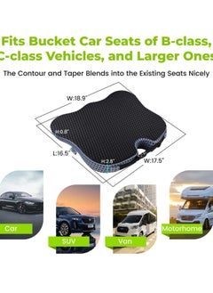 KIIUMI Car Seat Cushion with 4D Mesh Cover, Durable Memory Foam Seat Cushion for Tailbone and Back Pain Relief, Improves Vision Posture (Large Size)  - Image 5