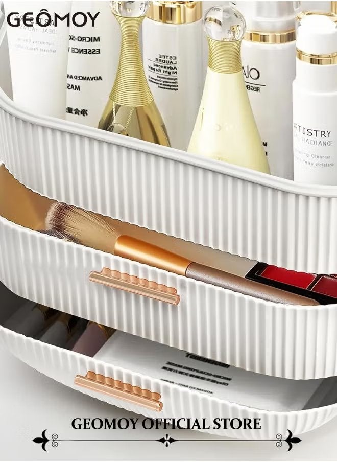 Geomoy Large Cosmetic Makeup Organizer with Drawers and Brush Organizer Dustproof and Waterproof Cosmetics Storage Display Casefor Bathroom Countertop and Bedroom Vanity Dresser - Image 5