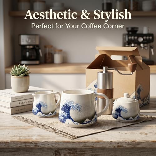 DUSVALLY 12oz Sea Wave Ceramic Mug, Microwave & Dishwasher Safe, Porcelain Tea Cup with Color Box - Image 3