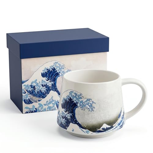 DUSVALLY 12oz Sea Wave Ceramic Mug, Microwave & Dishwasher Safe, Porcelain Tea Cup with Color Box - Image 1