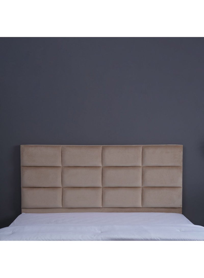 Karnak Square Design Upholstered Velvet Bed Frame Bedroom Furniture Strong And Sturdy Modern Design Wooden Bed | Quiet & Comfortable Bed (USA - Queen 150x200cm, Beige) - Image 3