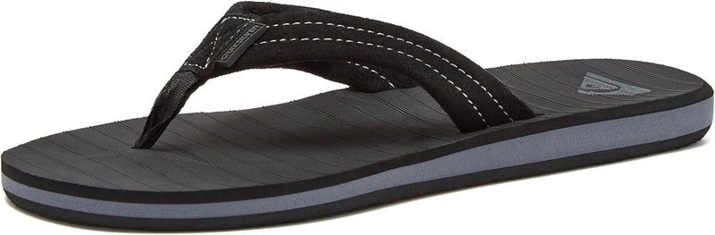 Quiksilver Men's Carver Suede 3 Point Flip Flop Athletic Sandal - Solid Black - Image 1