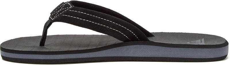 Quiksilver Men's Carver Suede 3 Point Flip Flop Athletic Sandal - Solid Black - Image 3