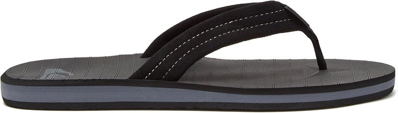 Quiksilver Men's Carver Suede 3 Point Flip Flop Athletic Sandal - Solid Black - Image 2