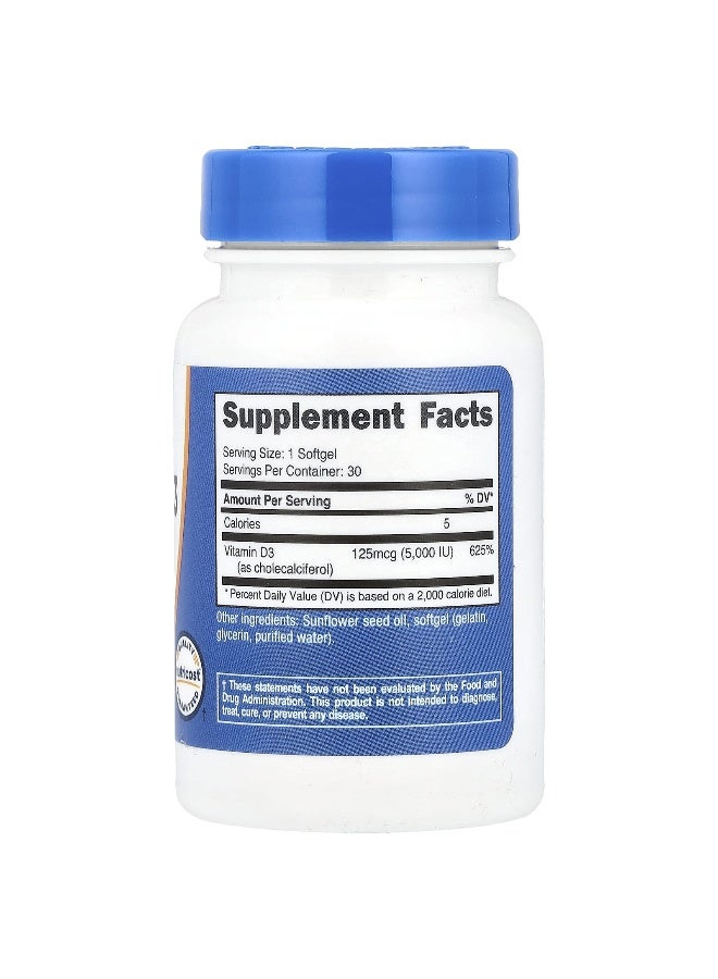 Nutricost, Vitamin D3, 5,000 IU, 30 Softgels (Packaging may vary) - Image 2
