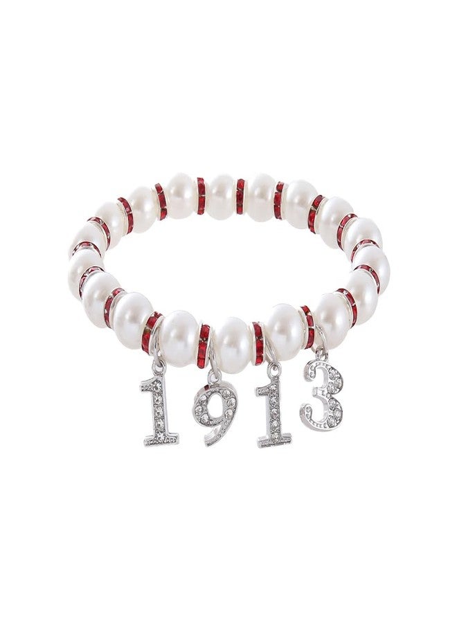 HUSURU Pearl Strand Sorority Paraphernalia Gift Figure 1913 charm DST Greek Bracelet Soror Red Elephant Delta Women Service Party Jewelry - Image 1