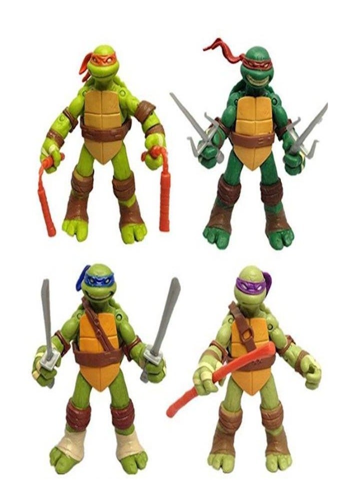طقم مجسمات شخصيات الأكشن من سلسلة Teenage Mutant Ninja Turtles من 4 قطع 5بوصة - Image 1