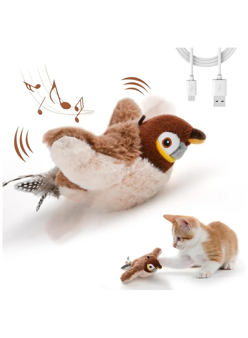 Flappy Chase Interactive Cat Toy - USB Rechargeable Soft Plush Stuffed Squirting Bird Toys Safe Indoor Cat Toys for Indoor Cats, Pet Toy to Stimulate Activity and Fun - Image 1