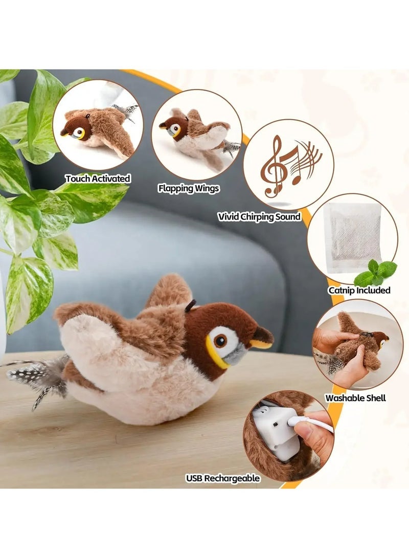 Flappy Chase Interactive Cat Toy - USB Rechargeable Soft Plush Stuffed Squirting Bird Toys Safe Indoor Cat Toys for Indoor Cats, Pet Toy to Stimulate Activity and Fun - Image 5