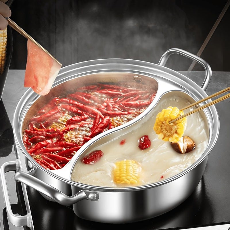 Stainless Steel 12.6 Inch Double Flavor Hot Pot for Induction Cooker - Image 2