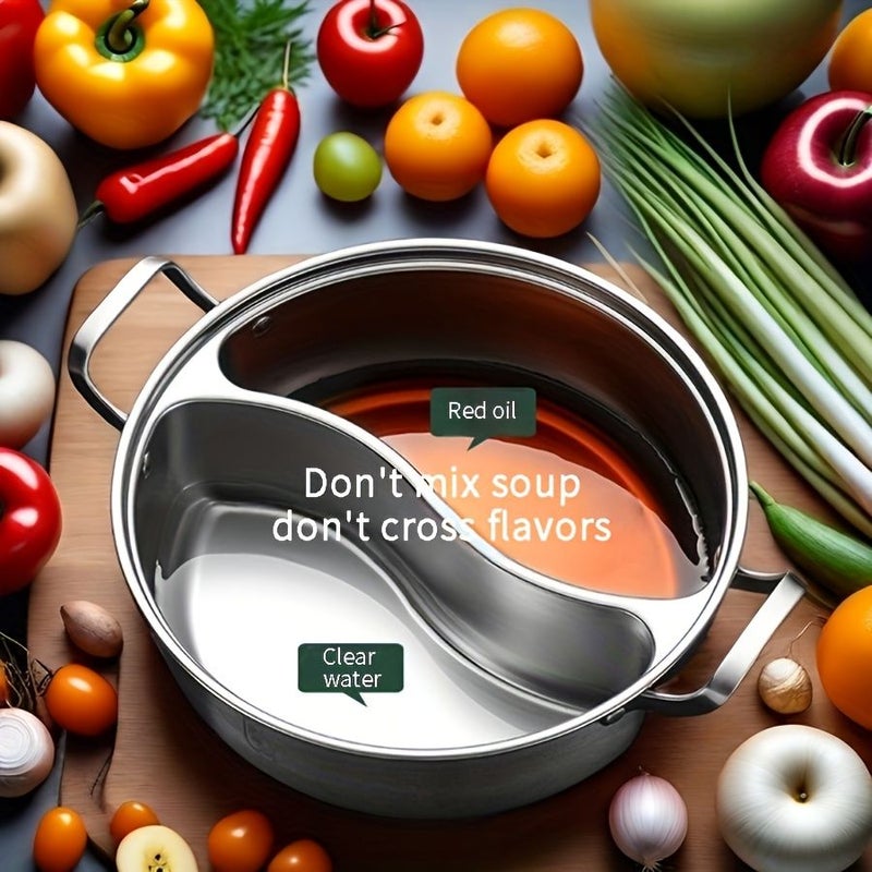 Stainless Steel 12.6 Inch Double Flavor Hot Pot for Induction Cooker - Image 4