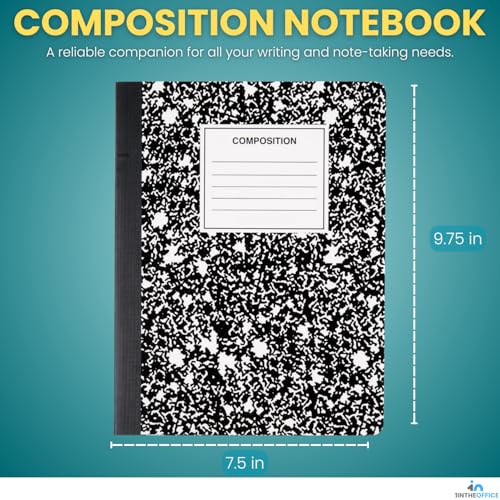 1InTheOffice Quad Ruled Composition Book 7.5 x 9.75, Graph Paper Composition Notebook, Black Marble Cover, Quad Ruled 4x4, 100 Sheets, (12/Pack) - Image 2