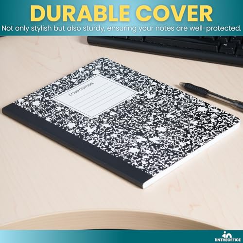 1InTheOffice Quad Ruled Composition Book 7.5 x 9.75, Graph Paper Composition Notebook, Black Marble Cover, Quad Ruled 4x4, 100 Sheets, (12/Pack) - Image 4