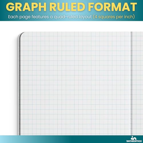 1InTheOffice Quad Ruled Composition Book 7.5 x 9.75, Graph Paper Composition Notebook, Black Marble Cover, Quad Ruled 4x4, 100 Sheets, (12/Pack) - Image 3