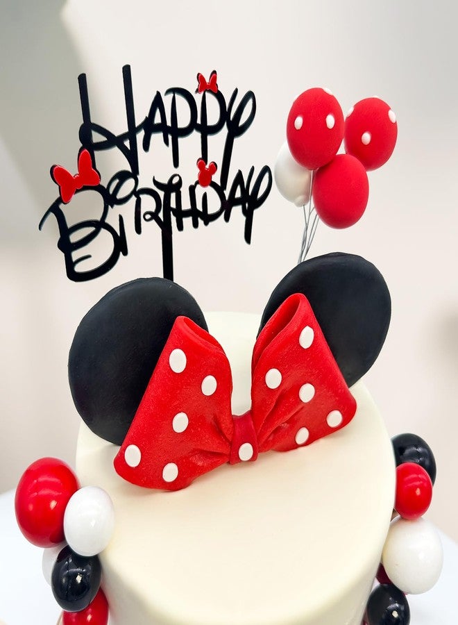 Tarocynn 20Pcs Mouse Birthday Cake Topper with Bows and Ears Happy Birthday Party Baby Shower Decorations Supplies - Image 3