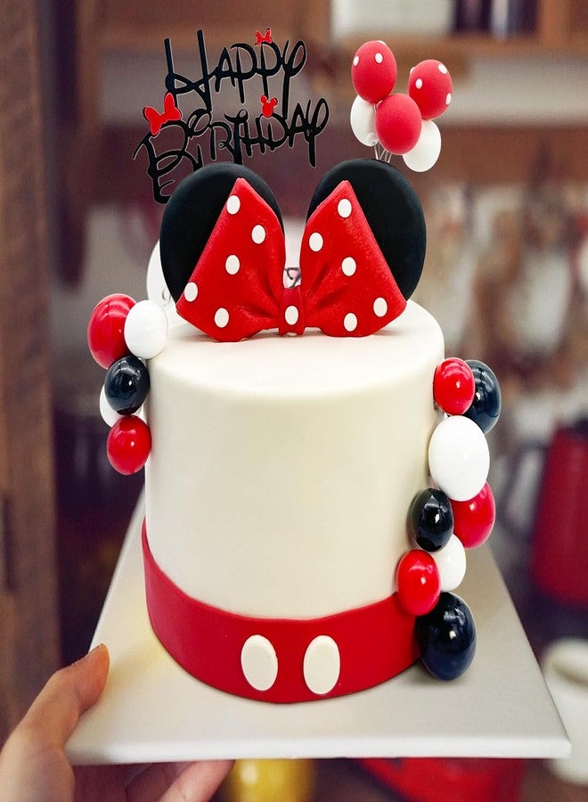 Tarocynn 20Pcs Mouse Birthday Cake Topper with Bows and Ears Happy Birthday Party Baby Shower Decorations Supplies - Image 2