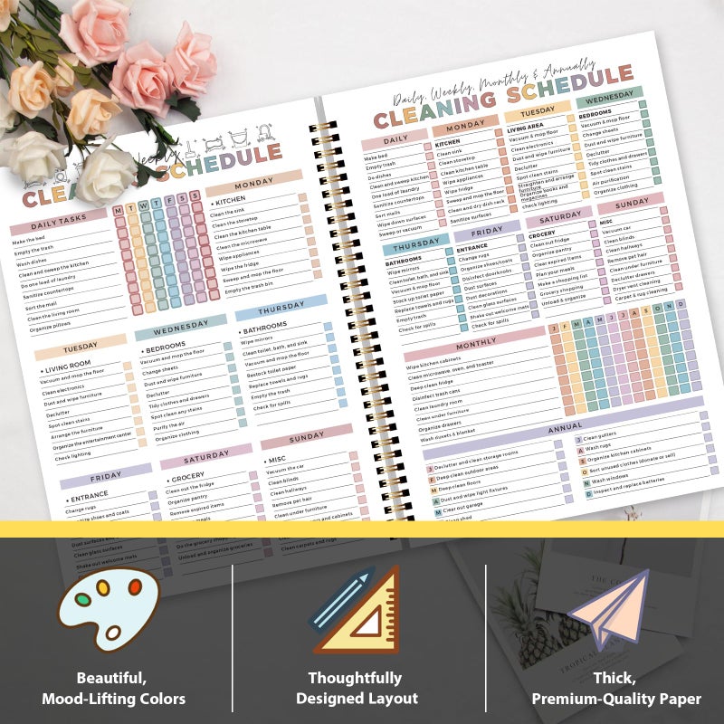 TAMUTO ADHD Cleaning Planner, Weekly and Monthly Organizing Planner with Cleaning Schedule and Checklist for Adults, Women for Household, Home, Kitchen, Bathroom, Bedroom Chores - Image 3