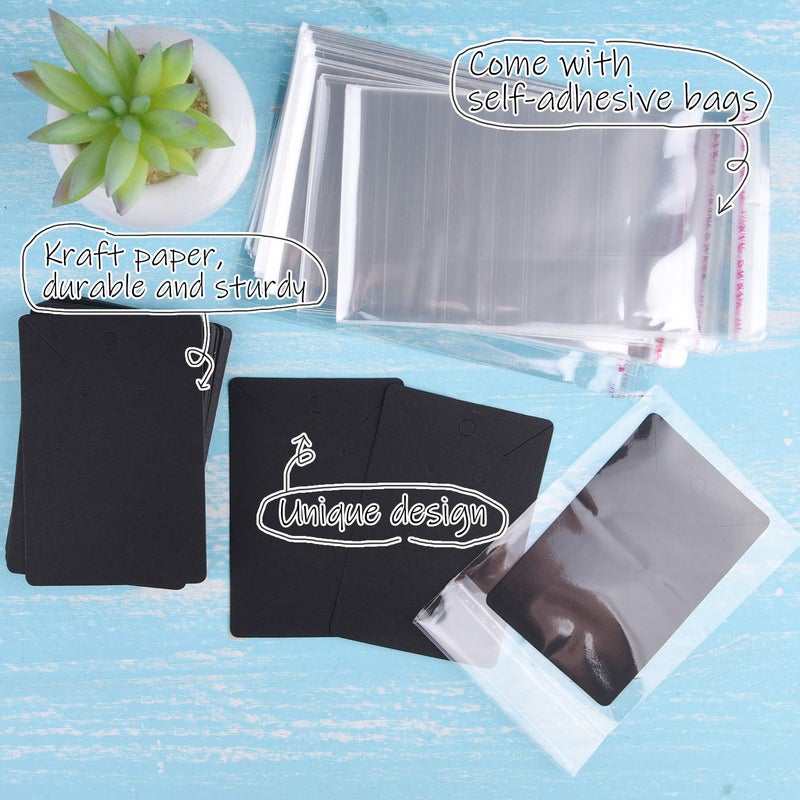 MIAHART 150 Set Earring Display Card with 150 Pcs Self-Seal Bags, Earring Holder Card for Selling DIY Ear Studs, Earrings and Jewelry Display (Black) - Image 3