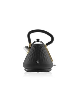 Swan Gatsby Black and Gold 1.7 Litre Pyramid Kettle, 3 KW Rapid Boil, Diamond Pattern Design, Matte Black with Gold Accents, SK14080BLKN  - Image 2