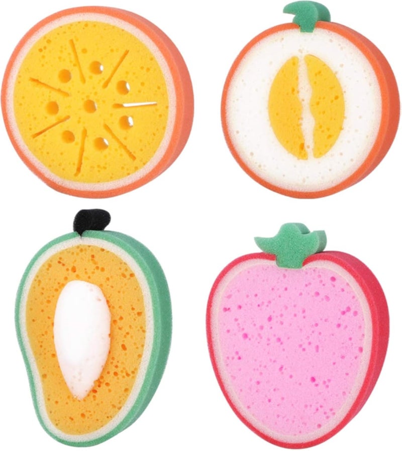 EXCEART Assorted Fruit Bath Sponges Multi- Use Cute Fruit Pattern Sponges Colorful Kids Bath Sponge Foam Kids Shower Loofah Sponge for Body Home Cleaning