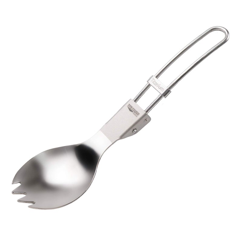 GADIEMKENSD Ultralight Outdoor Titanium Spork Healthy Camping Spoon Folding Fork 18g - Image 1