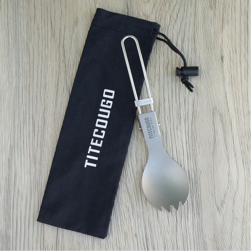 GADIEMKENSD Ultralight Outdoor Titanium Spork Healthy Camping Spoon Folding Fork 18g - Image 5