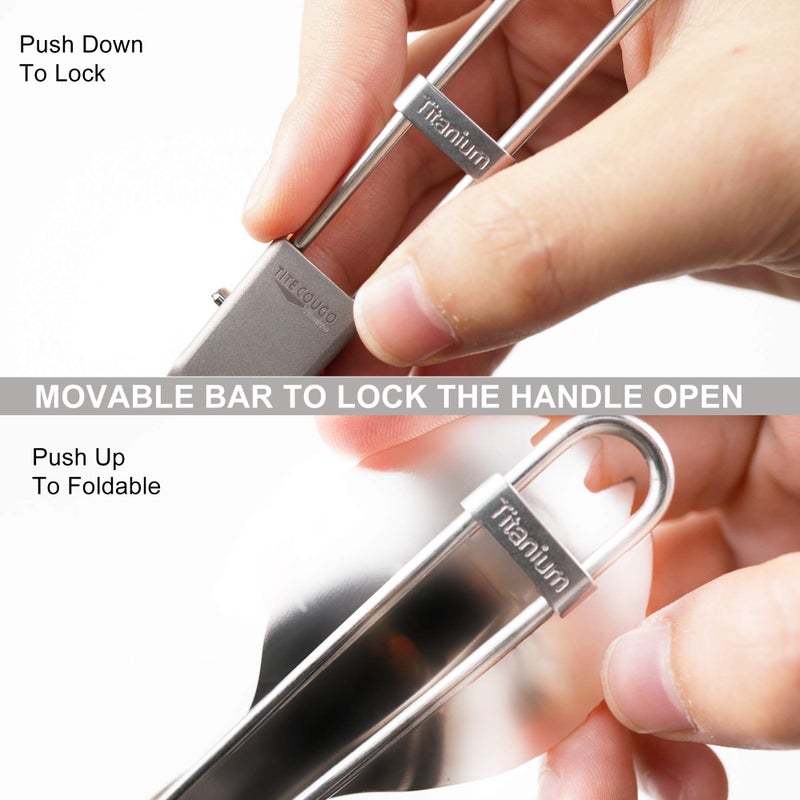 GADIEMKENSD Ultralight Outdoor Titanium Spork Healthy Camping Spoon Folding Fork 18g - Image 3