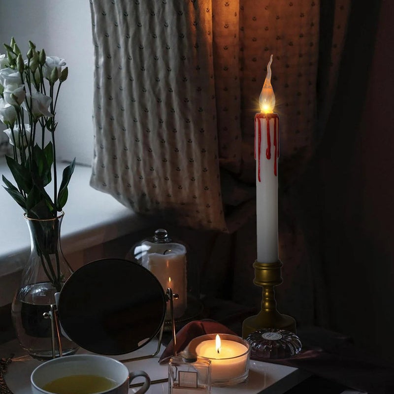 1 Pair Lifelike Flame Candles Battery Operated Candles with Candlesticks Cup - Image 3
