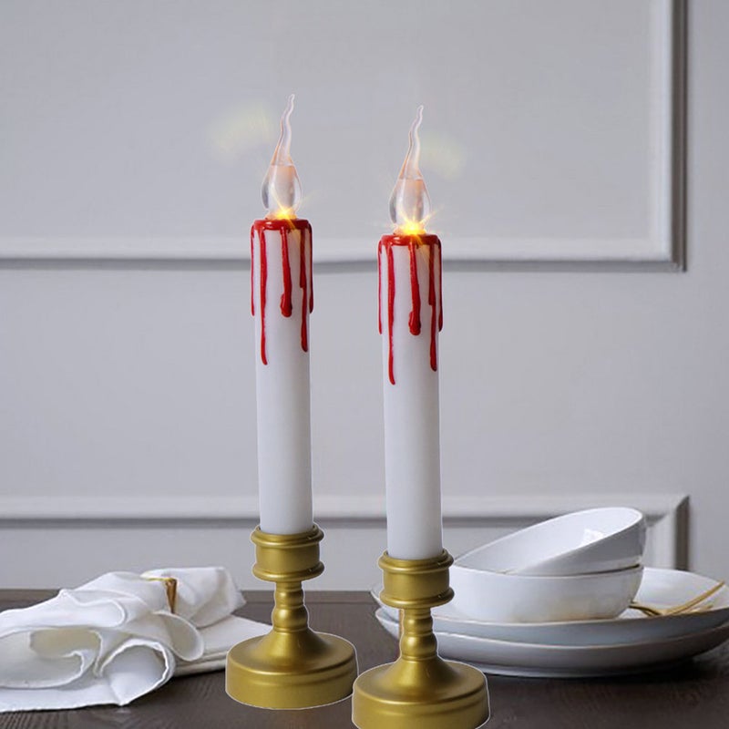 1 Pair Lifelike Flame Candles Battery Operated Candles with Candlesticks Cup - Image 2