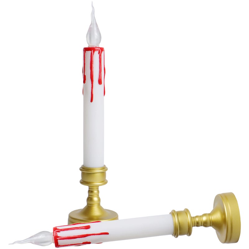 1 Pair Lifelike Flame Candles Battery Operated Candles with Candlesticks Cup - Image 1