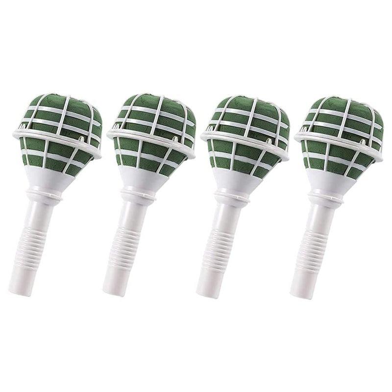 lasenersm 4 Pieces Bouquet Holder Handle Bouquet Holders Handle Bridal Floral Fresh Artificial Flower Holder Flower Bouquet Holder for Flower Arrangement Wedding Bouquet Supplies White