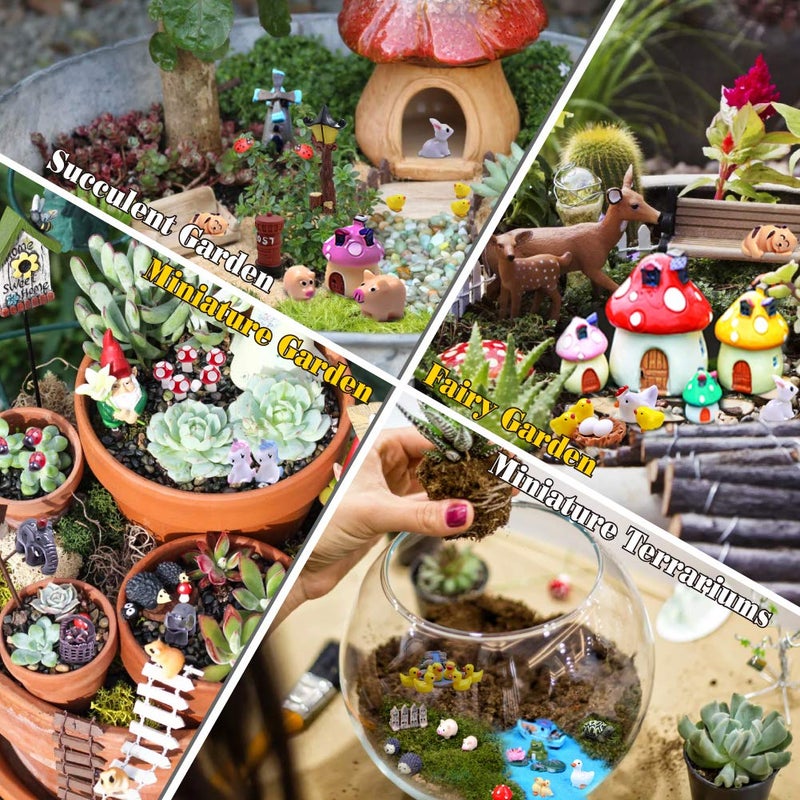 Dracarys Selected 100 Pcs Fairy Garden Accessories, Mini Resin Animals, Miniature Figurines, Micro Landscape Ornaments Kit, Garden DIY Animals, Environmental Resin, Forest Encounters - Image 4