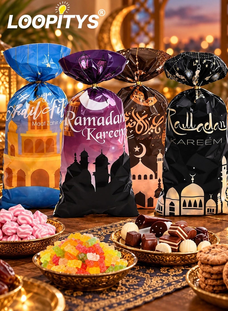LOOPITYS Ramadan candy and biscuit packaging bag -50 pieces per bag, with four styles of holiday gift bags, party supplies, candy packaging bags, gift packaging bags, and gift packaging bags - Image 1