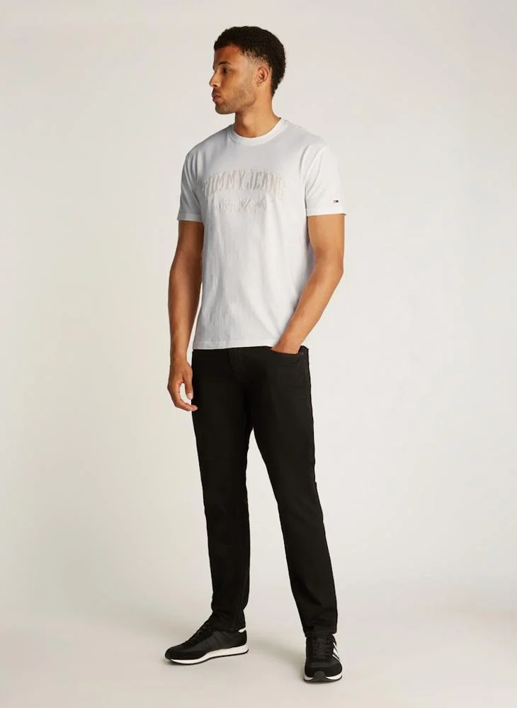 تومي جينز Logo Print  Crew Neck T-Shirt