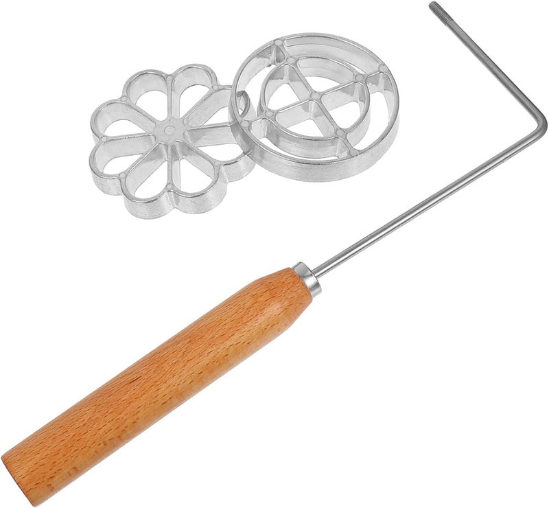 Frying Snack Mold Set 3pcs Nonstick Aluminum Cookie Mold with Handle Hollow Flower round Shapes DIY Kitchen Frying Tool for Homemade Snacks - Image 1